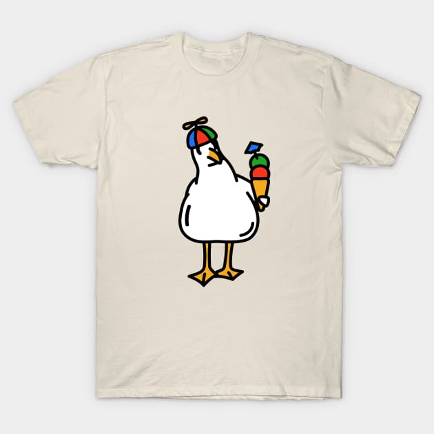 Propeller Hat Seagull With Ice Cream T-Shirt by imotvoksim